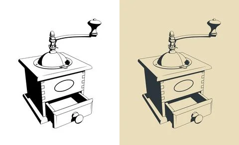 Old manual coffee grinder machine Stock Illustration