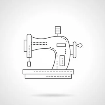 Old manual sewing machine flat line vector icon Stock Illustration