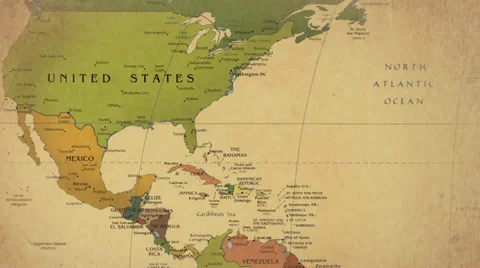 Old Map Of All the World And All the Continents 库存影片 36364016