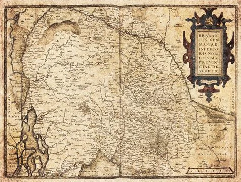 Old Map Of Brabant (1570)  Antique Map Of Belgium and Netherlands Region Stock Illustration