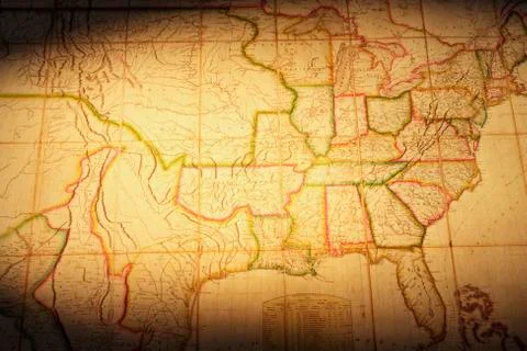 Old map of central and eastern usa Stock Photos