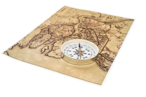 Old map with compass 스톡 사진