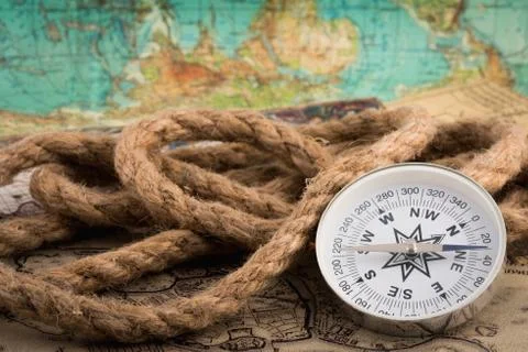 Old map with compass Fotos Stock