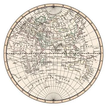 Old map of the eastern hemisphere of planet Earth イラスト素材