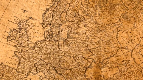 Old Map of Europe Circa Late 1700s Detail to the Ural Mountains and Asia Stock Footage 272765458