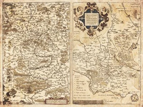 Old Map Of Germany And Eastern France (1570)  Saxony, Thuringia and Francon.. Stock Illustration