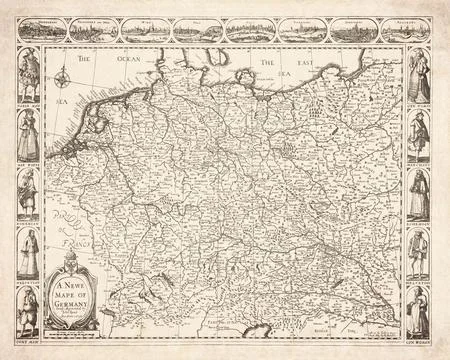 Old Map of Germany John Speed 1626 Stock Illustration