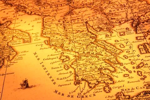Old map of greece Stock Photos