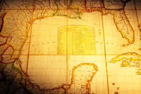 Old map of gulf of mexico Stock Photos