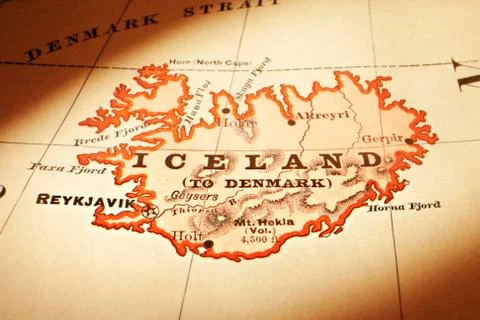 Old map of iceland Stock Photos