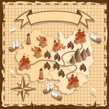 The old map. Stock Illustration