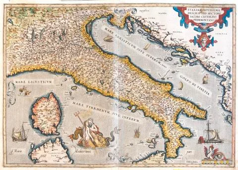 Old map of Italy Stock Illustration