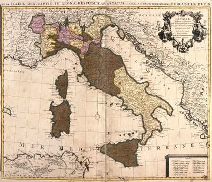 Old map of Italy Stock Illustration