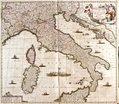 Old map of Italy Stock Illustration