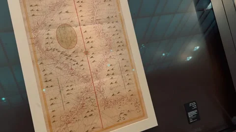 Old Map in the Louvre in Abu Dhabi Stock Footage 327470346