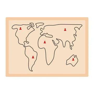Old map with marks icon Stock Illustration