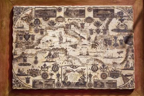 Old map of Mediterranean Sea 写真素材