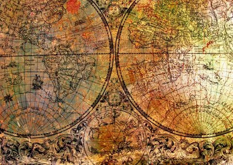 Old map on rusty metal Stock Photos