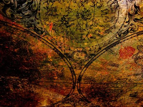 Old map on rusty metal Stock Photos