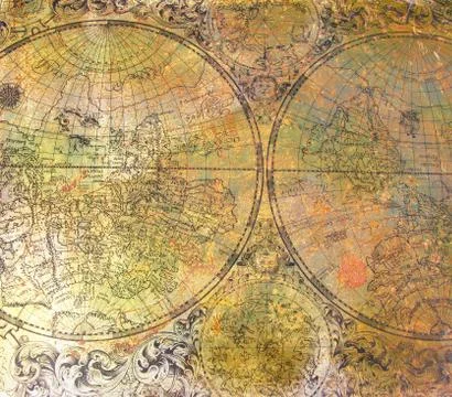 Old map on rusty metal Foto stock