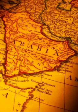Old map of saudi arabia Stock Photos