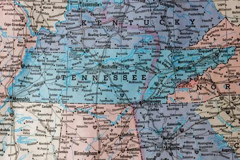 Old map of Tennessee. Stock Photos