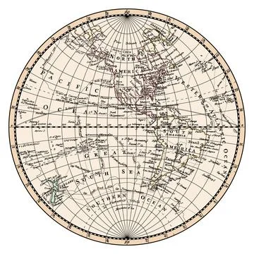 Old map of the western hemisphere of planet Earth イラスト素材