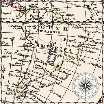 Old map of the western hemisphere of planet Earth イラスト素材