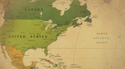 Old Map Of The World 库存影片 36363578