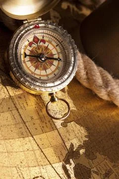 Old maps and compass Stock Photos