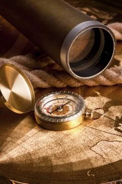 Old maps and compass Stock Photos