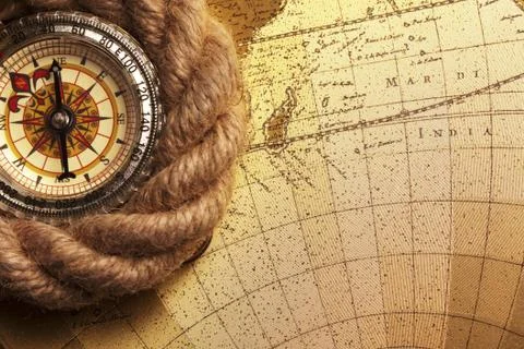 Old maps and compass Stock Photos