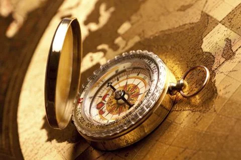 Old maps and compass Stock Photos