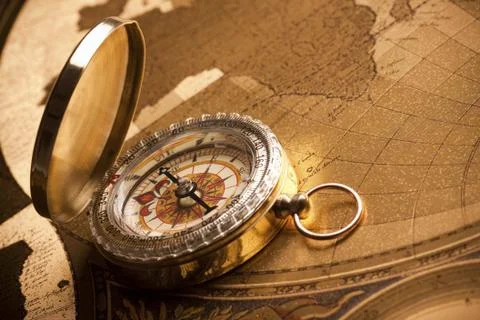 Old maps and compass Stock Photos