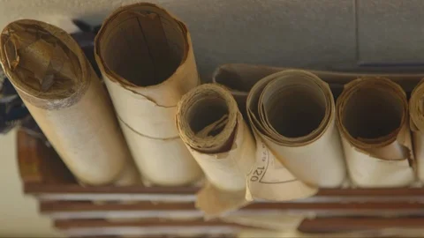 Old maps in boat Stock-Footage 109544921