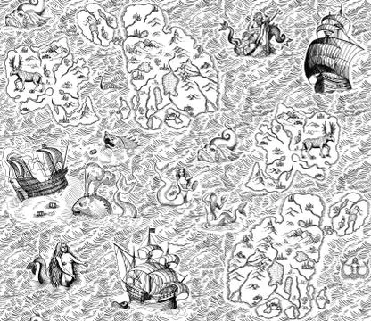 Old marine map Stock Illustration