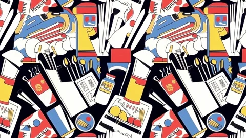 Old-market product tag pattern with tea and herbs and borders — Diagonal motion Video stock 308073990