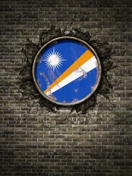 Old Marshall Islands flag in brick wall Stock Illustration