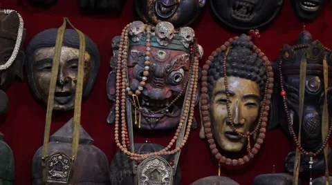 Old masks Stock Footage 58594199