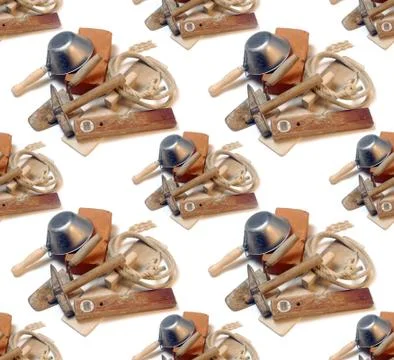Old mason tools seamless background Stock Photos