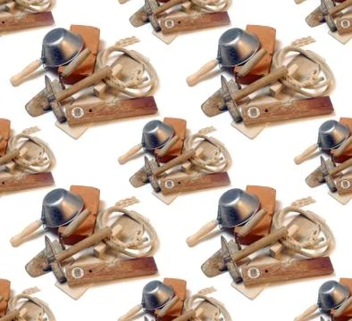 Old Mason Tools Seamless Background Stock Photos