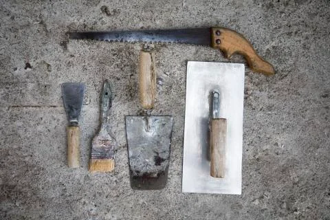 Old masonry tools Stock Photos