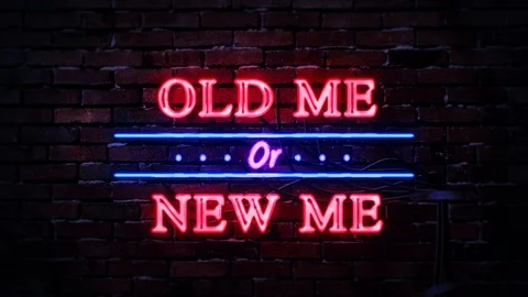Old me Or New Me Neon Sign Stock Footage 89618957
