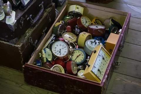Old mechanical alarm clock Stock Photos