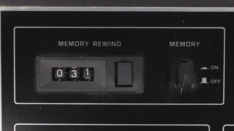 Old mechanical cassette recorder counter. Countdown from thirty-four to zero Stock Footage 135512466