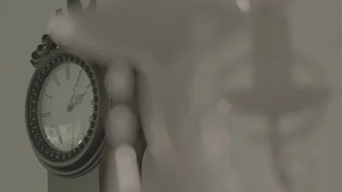 Old Mechanical Clock Hanging On a Wall Shot Through The Reflection Vidéo 80169191