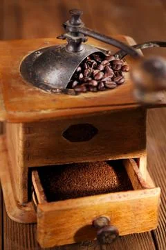 An old mechanical coffee mill Stock Photos
