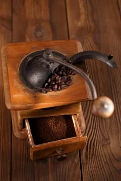 An old mechanical coffee mill Stock Photos