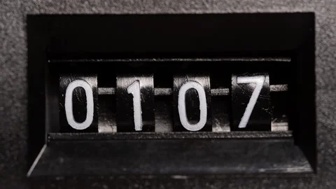 Old mechanical counter. Close-up. Stock Footage 154911487