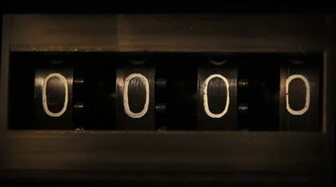 Old mechanical counter counts numbers - macro Video stock 32713915